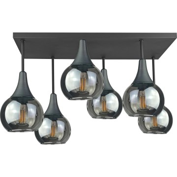 Kiinteä kattokruunu SOMA 6xE27/60W/230V musta/savuinen musta