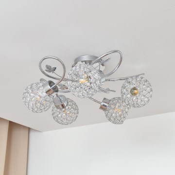 Kiinteä kattokruunu SOPHIA 5xE27/15W/230V kiiltävä kromi/läpinäkyvä