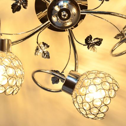 Kiinteä kattokruunu SOPHIA 5xE27/15W/230V kiiltävä kromi/läpinäkyvä