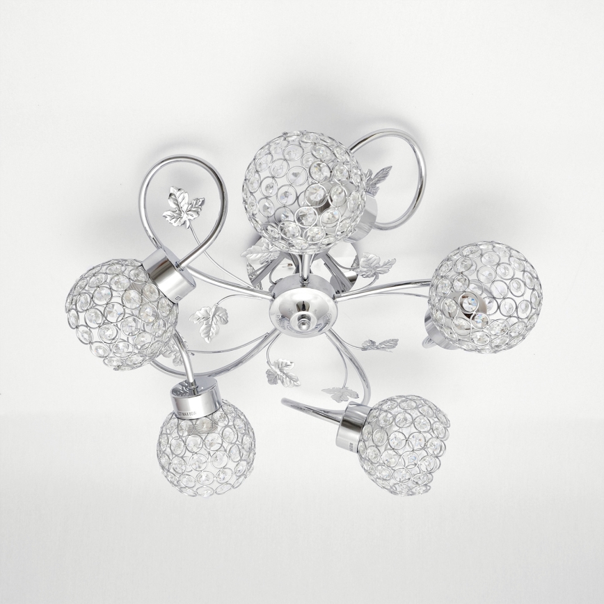 Kiinteä kattokruunu SOPHIA 5xE27/15W/230V kiiltävä kromi/läpinäkyvä