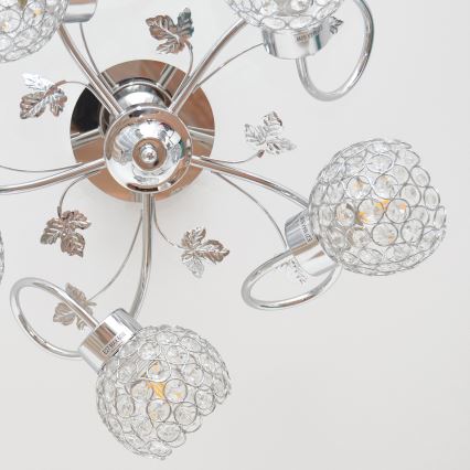 Kiinteä kattokruunu SOPHIA 5xE27/15W/230V kiiltävä kromi/läpinäkyvä