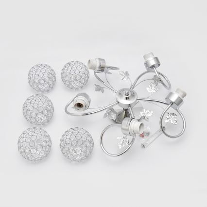 Kiinteä kattokruunu SOPHIA 5xE27/15W/230V kiiltävä kromi/läpinäkyvä