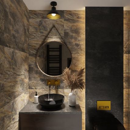 Kiinteä kattokruunu SVEN 1xE27/15W/230V musta/kultainen