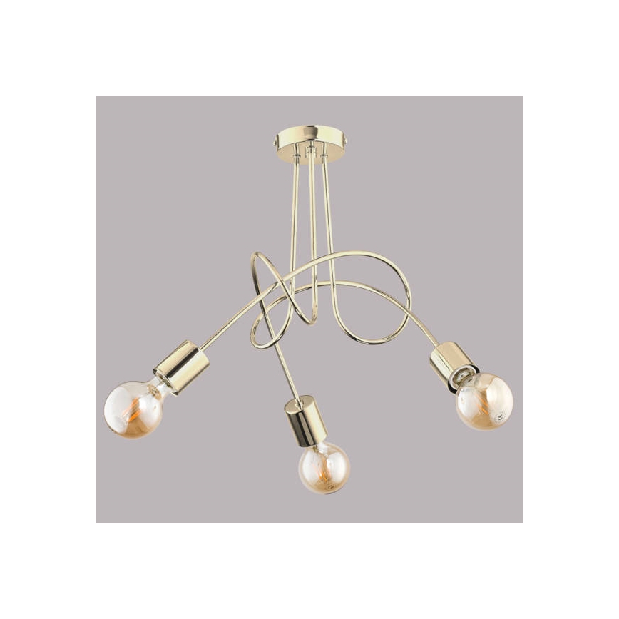 Kiinteä kattokruunu TANGO 3xE27/60W/230V kultainen