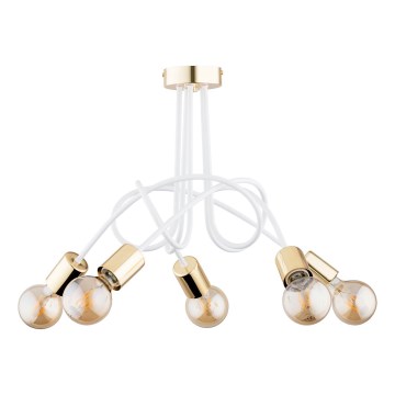 Kiinteä kattokruunu TANGO 5xE27/15W/230V valkoinen/kulta