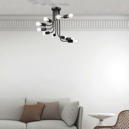 Kiinteä kattokruunu TRINITY 10xE27/15W/230V musta