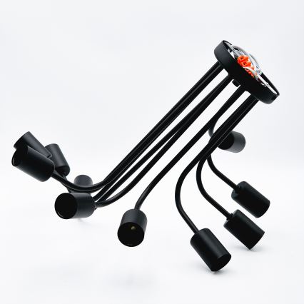 Kiinteä kattokruunu TRINITY 10xE27/15W/230V musta