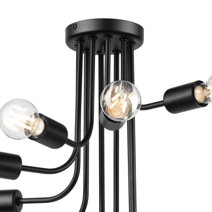 Kiinteä kattokruunu TRINITY 10xE27/15W/230V musta