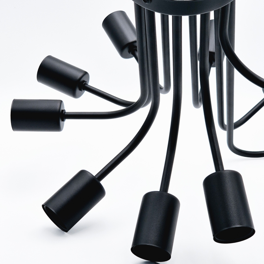 Kiinteä kattokruunu TRINITY 10xE27/15W/230V musta