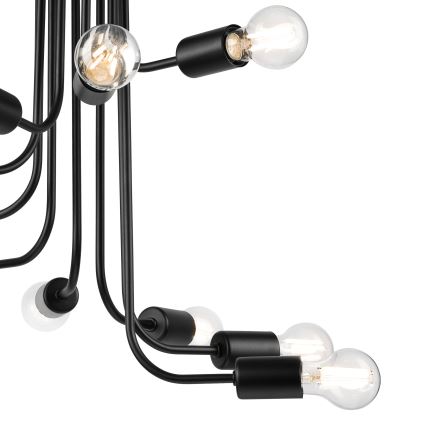 Kiinteä kattokruunu TRINITY 10xE27/15W/230V musta