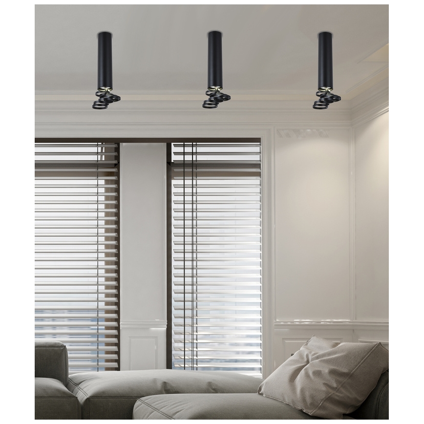 Kiinteä kattokruunu TUBA 1xGU10/50W/230V musta