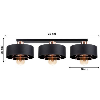 Kiinteä kattokruunu VEST 3xE27/60W/230V