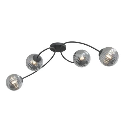 Kiinteä kattokruunu VIBRA 4xE14/10W/230V musta/harmaa