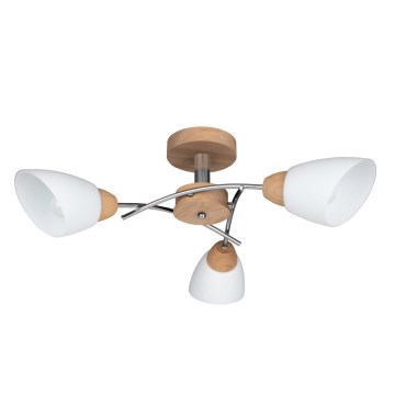 Kiinteä kattokruunu VILETTA 3xE27/60W/230V tammi