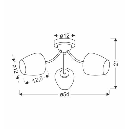 Kiinteä kattokruunu ZINA 3xE27/40W/230V messinki/valkoinen