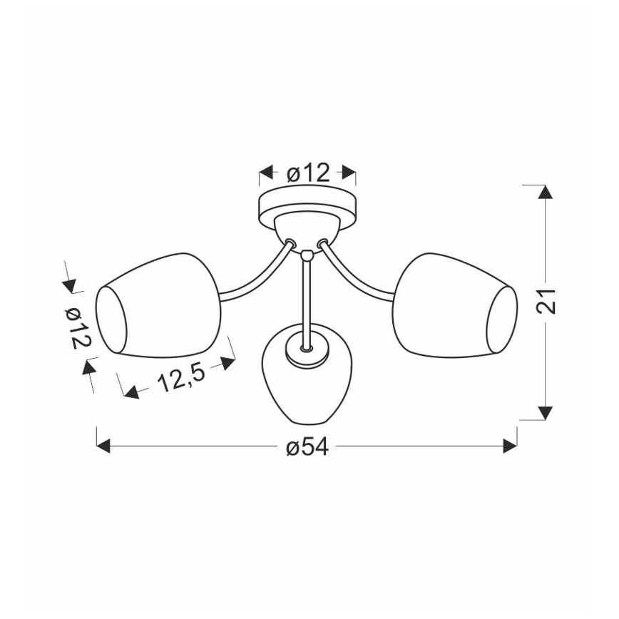 Kiinteä kattokruunu ZINA 3xE27/40W/230V messinki/valkoinen
