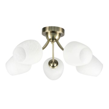 Kiinteä kattokruunu ZINA 5xE27/40W/230V messinki/valkoinen