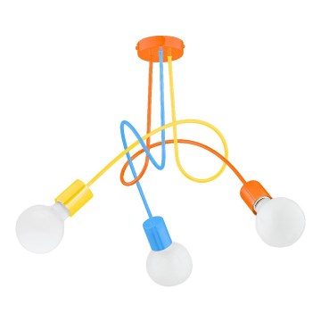Kiinteä lasten kattokruunu TANGO 3xE27/15W/230V värikäs
