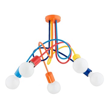 Kiinteä lasten kattokruunu TANGO 5xE27/15W/230V värikäs