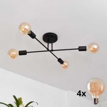 Kiinteä LED-kattokruunu CAMBRIDGE 4xE27/8W/230V musta