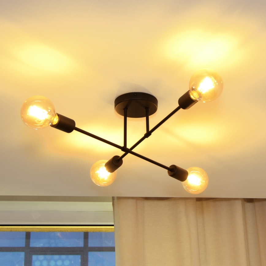 Kiinteä LED-kattokruunu CAMBRIDGE 4xE27/8W/230V musta