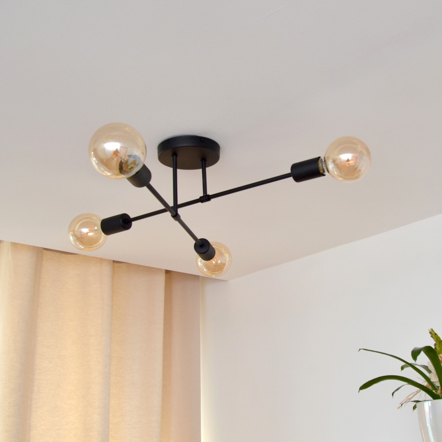 Kiinteä LED-kattokruunu CAMBRIDGE 4xE27/8W/230V musta