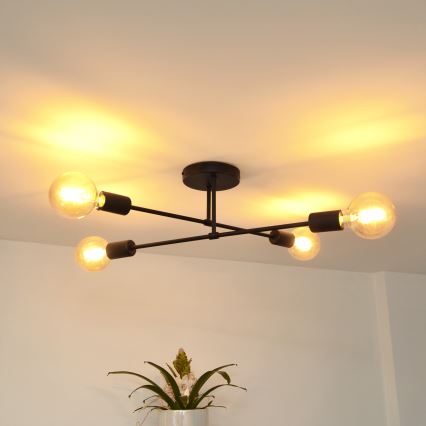 Kiinteä LED-kattokruunu CAMBRIDGE 4xE27/8W/230V musta