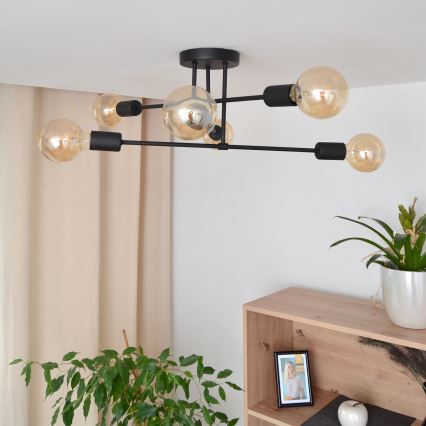 Kiinteä LED-kattokruunu CAMBRIDGE 6xE27/8W/230V musta