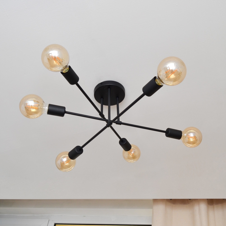 Kiinteä LED-kattokruunu CAMBRIDGE 6xE27/8W/230V musta