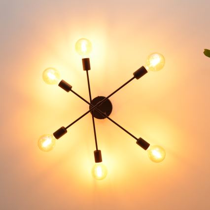 Kiinteä LED-kattokruunu CAMBRIDGE 6xE27/8W/230V musta