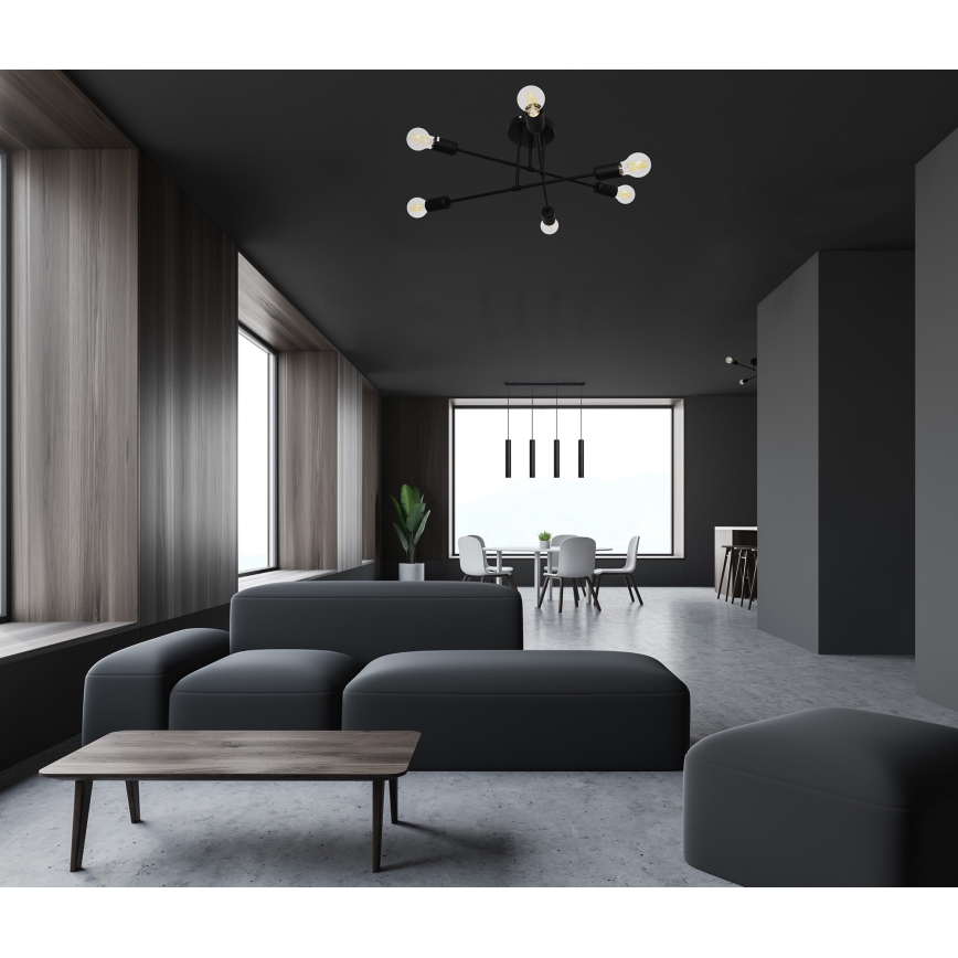 Kiinteä LED-kattokruunu CAMBRIDGE 6xE27/8W/230V musta