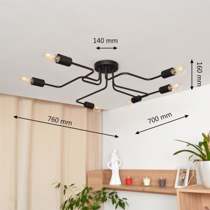 Kiinteä LED-kattokruunu TUBE 6xE27/15W/230V