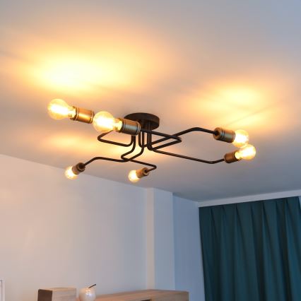 Kiinteä LED-kattokruunu TUBE 6xE27/15W/230V