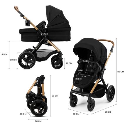 KINDERKRAFT - 3-in-1-yhdistelmävaunut MOOV 2 XL Air Black