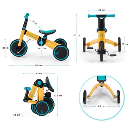 KINDERKRAFT - Lasten potkupyörä 3-in-1 4TRIKE keltainen/musta
