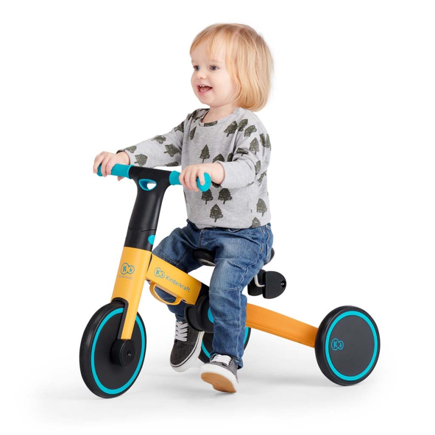 KINDERKRAFT - Lasten potkupyörä 3-in-1 4TRIKE keltainen/turkoosi