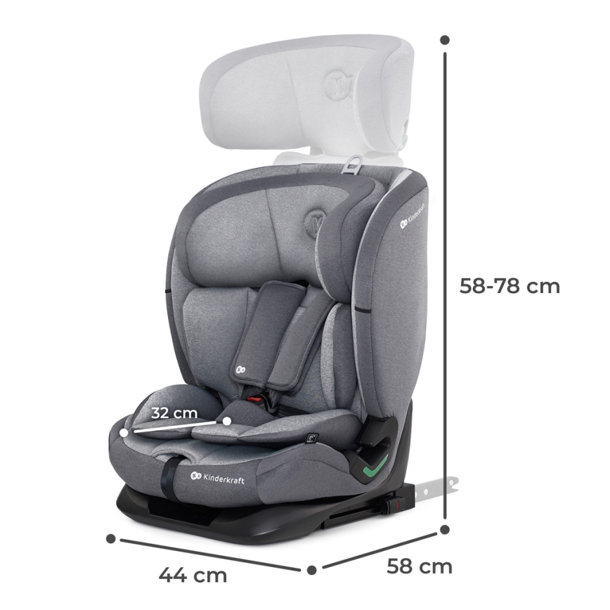 KINDERKRAFT - Autonistuin ONETO 3 i-Koko (76-150 cm) + Isofix Cool harmaa