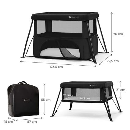 KINDERKRAFT - CAMI 3-in-1 matkasänky, musta