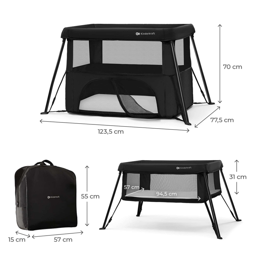 KINDERKRAFT - CAMI 3-in-1 matkasänky, musta