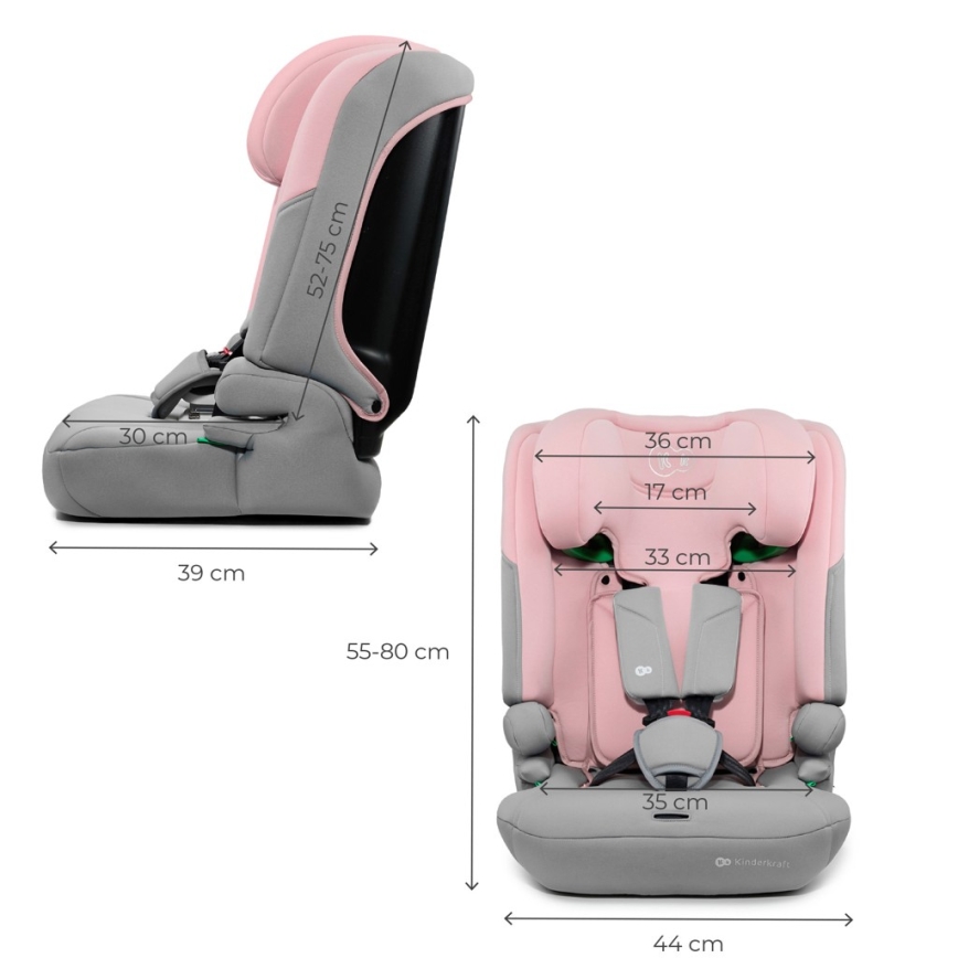 KINDERKRAFT - I-COMFY i-Size turvaistuin 76-150 cm vaaleanpunainen