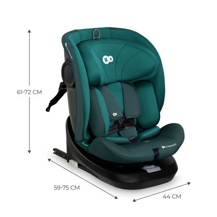 KINDERKRAFT - I-GROW i-Size turvaistuin 40-150 cm kääntyvällä jalustalla, turkoosi