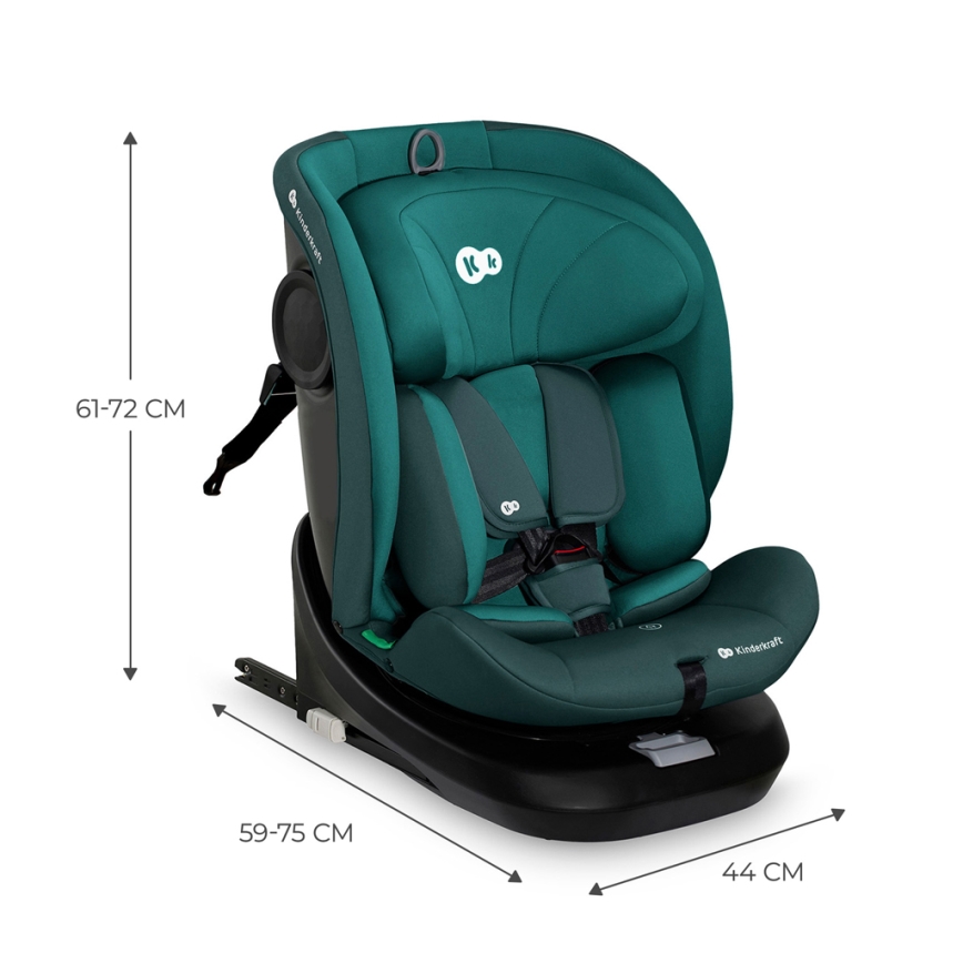 KINDERKRAFT - I-GROW i-Size turvaistuin 40-150 cm kääntyvällä jalustalla, turkoosi