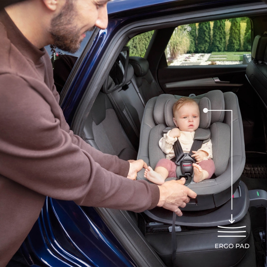 KINDERKRAFT - I-GUARD i-Size kääntyvä turvaistuin 40-105 cm harmaa