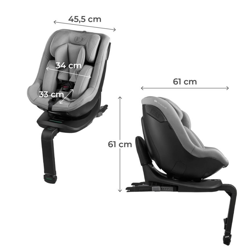 KINDERKRAFT - I-GUARD i-Size kääntyvä turvaistuin 40-105 cm harmaa