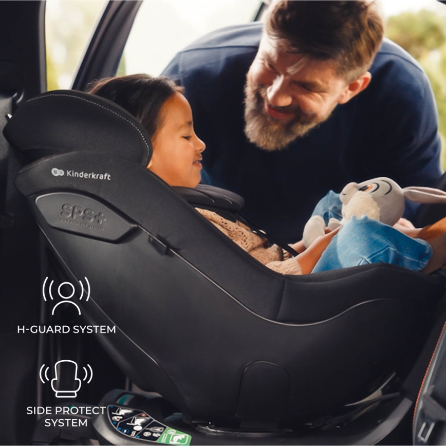 KINDERKRAFT - I-GUARD PRO i-Size 61-105 cm kääntyvällä jalustalla varustettu turvaistuin, musta