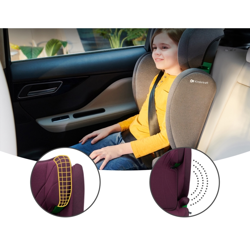 KINDERKRAFT - Turvaistuin JUNIOR FIX 2 (100-150 cm) Cherry pearl
