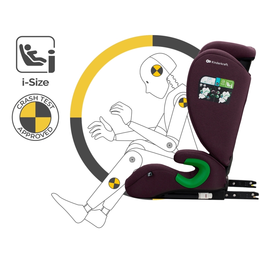 KINDERKRAFT - Turvaistuin JUNIOR FIX 2 (100-150 cm) Cherry pearl