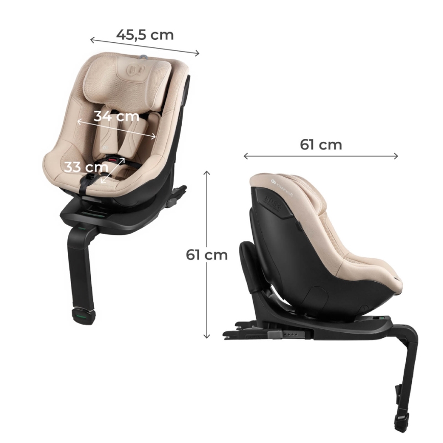 KINDERKRAFT - I-GUARD PRO i-Size 61-105 cm kääntyvällä alustalla varustettu turvaistuin, beige