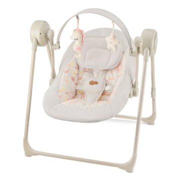 KINDERKRAFT - Lasten keinu melodialla SWINGEE beige 4xAAA/230V