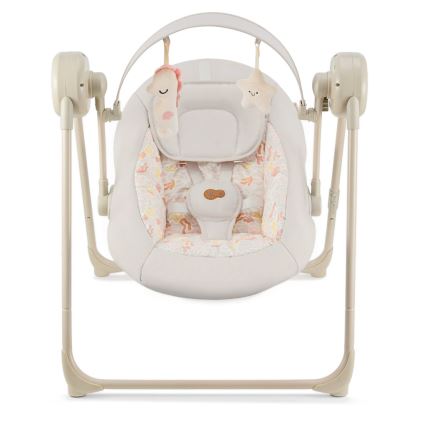 KINDERKRAFT - Lasten keinu melodialla SWINGEE beige 4xAAA/230V